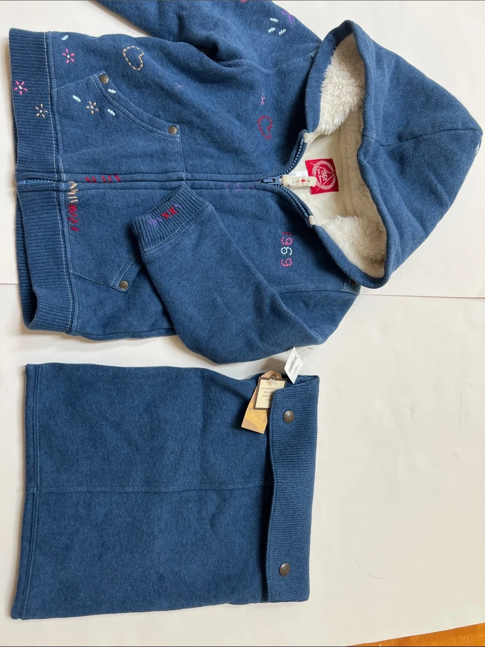 BabyGAP 2 piece Sherpa-Lined 1969 Zip Hoodie Embroidered with Sweatshirt bag 4-5